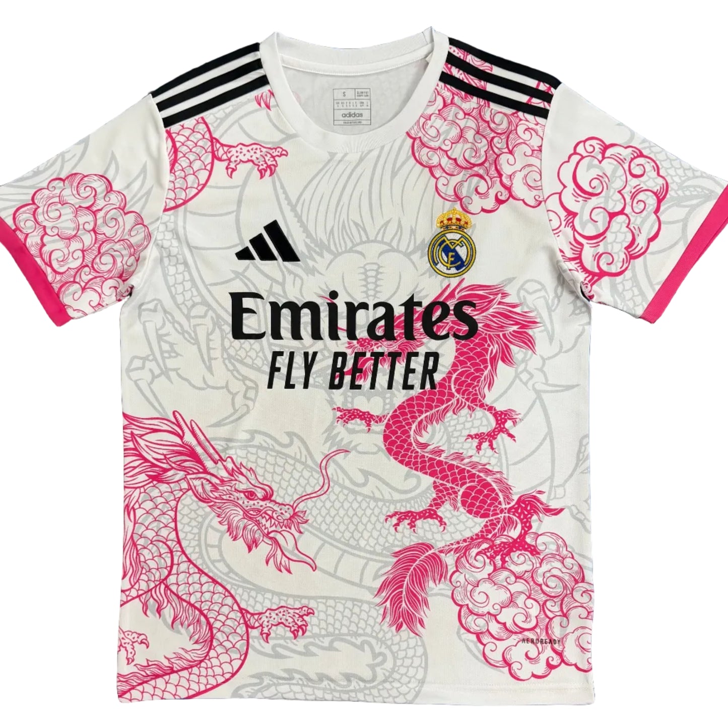 Maillot concept réal de Madrid blanc et rose dragon